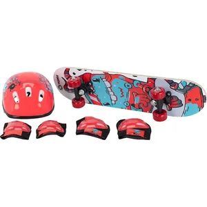 Skate Infantil Spin Monster com Kit Protetor Capacete + 1 Par de Cotoveleira + 1 Par de Joelheira
