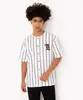 camisa de algodão listrada manga curta branco P