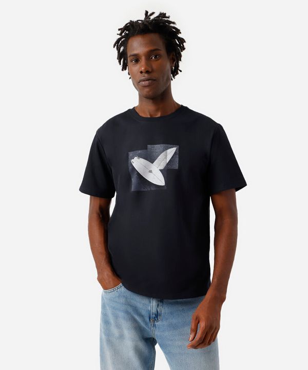 camiseta masculina de moletinho mangas curtas preto GG