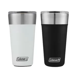 Kit de Copos Térmico Coleman com Tampa - 600ml - 2 Unds Branco/Preto