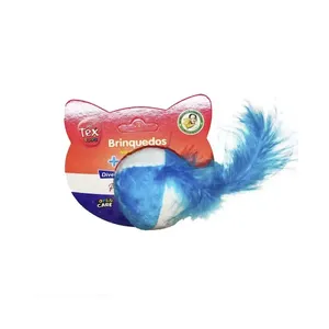 Brinquedo Bola com Plumas Tex Pets Azul Único