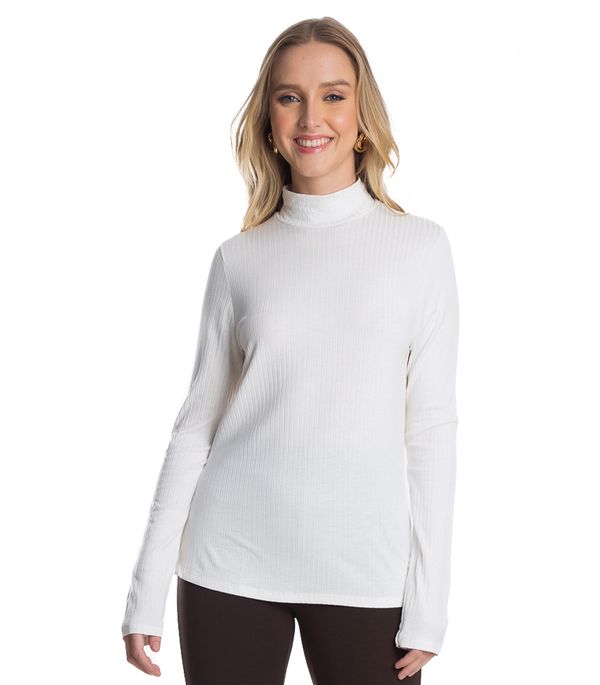 Blusa Manga Longa Ribana Canelada Rovitex Bege M