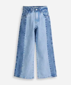 calça infantil straight com detalhe em cor contrastante na lateral azul 8