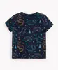 camiseta infantil de algodão manga curta dinossauro azul marinho 1