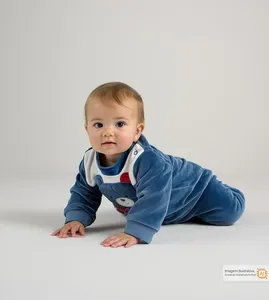 Macacão Plush Urso Cachecol Azul - RN