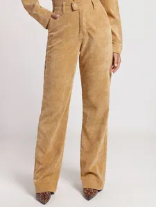 Calça Veludo Wide Leg Feminina CAQUI 42