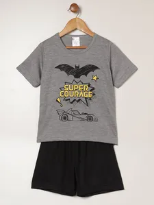 Pijama Curto Infantil Para Menino - MESCLA/PRETO 8