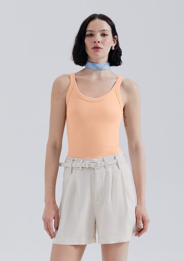 Regata Básica Feminina Slim Rib - Laranja EXG