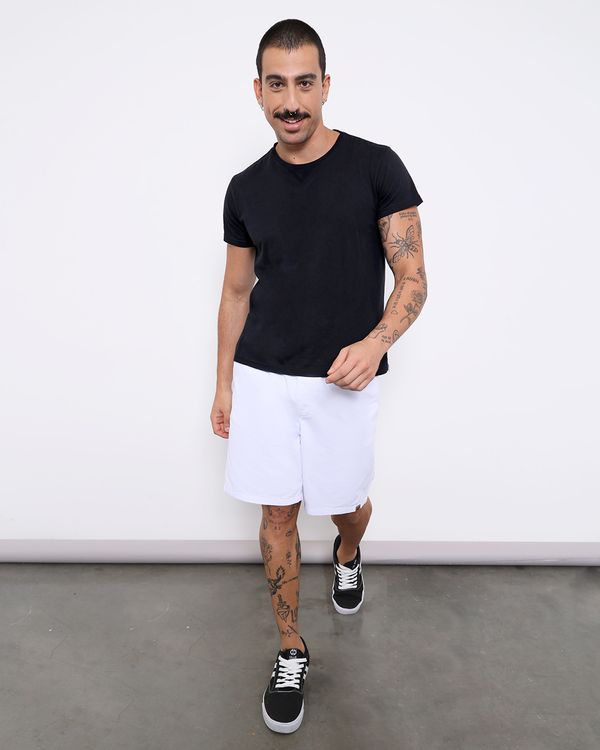 Bermuda Sarja Masculina Reta Com Cordão Branca GG