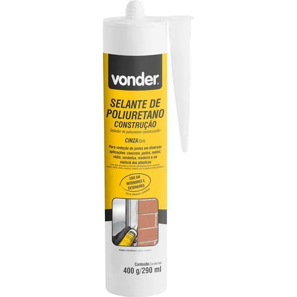 Selante PU-35 Poliuretano Cinza 400g/290ml Uso Geral - VONDER Selante PU-35 Poliuretano Cinza 400g Uso Geral - VONDER
