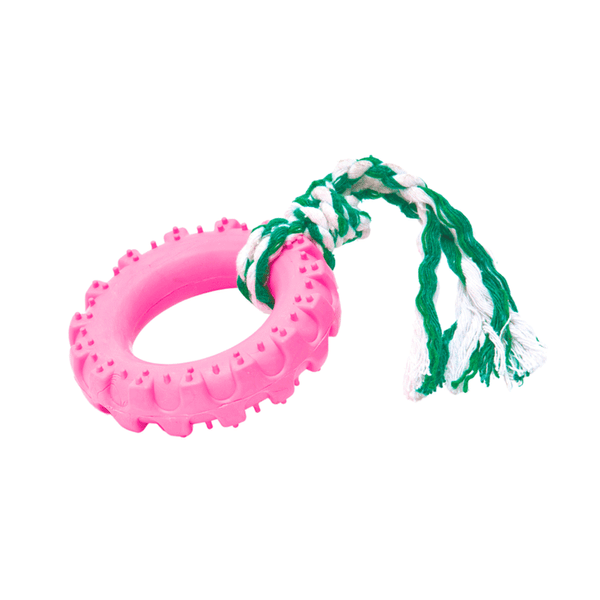 Brinquedo Pneu Off Road com Corda Tudo Pet Rosa G
