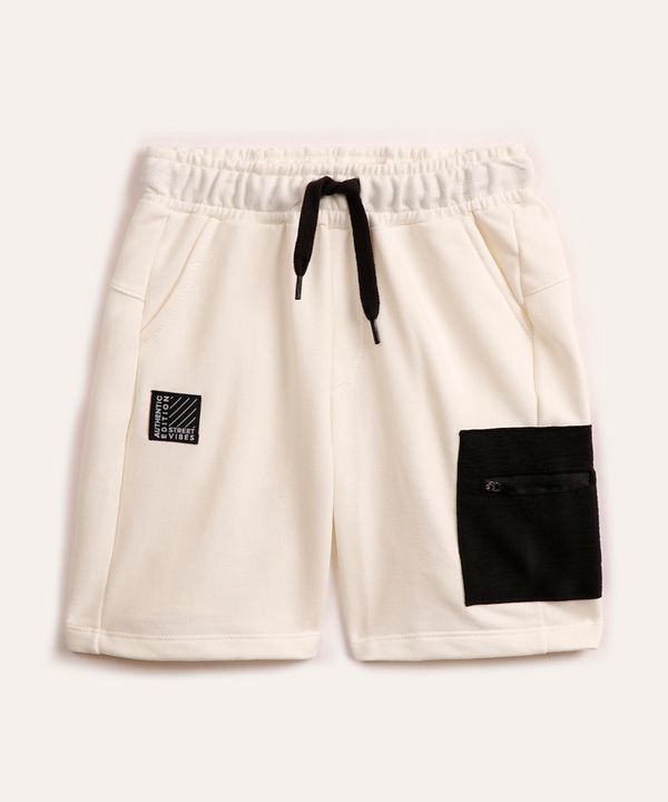 bermuda infantil de moletom cargo branca 8