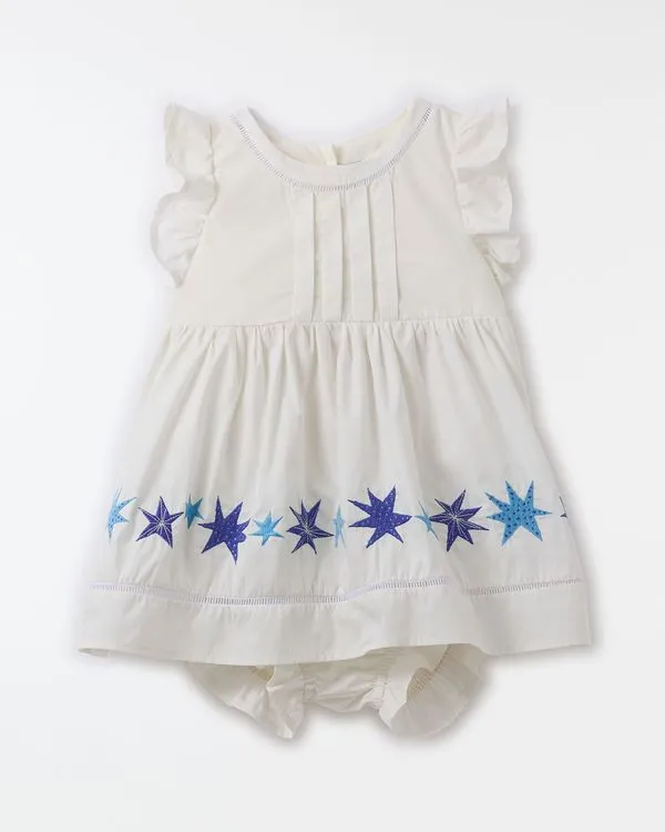 Vestido Bebe Bordado Cosmica Off White - 6M