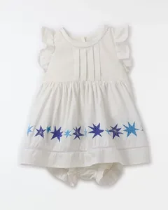 Vestido Bebe Bordado Cosmica Off White - 6M