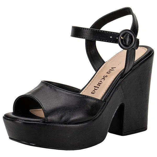 Sandália Feminina Meia Pata Via Scarpa 131012867 PRETO 38