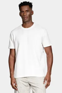 Camiseta Malha Texturizada Manga Curta e Bordado Off White - XXG