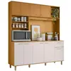 Cozinha Compacta Poliman Nuria com 9 Portas, 1 Gaveta e 4 Prateleiras - 180cm de largura Freijó com Off White