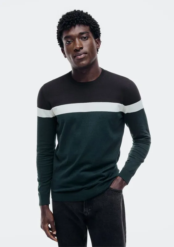 Blusão Masculino Listrado Em Tricô - Verde XG
