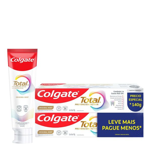 Kit Pasta de Dente Original Mint Colgate Total Prevenção Ativa 2 Unidades 140g