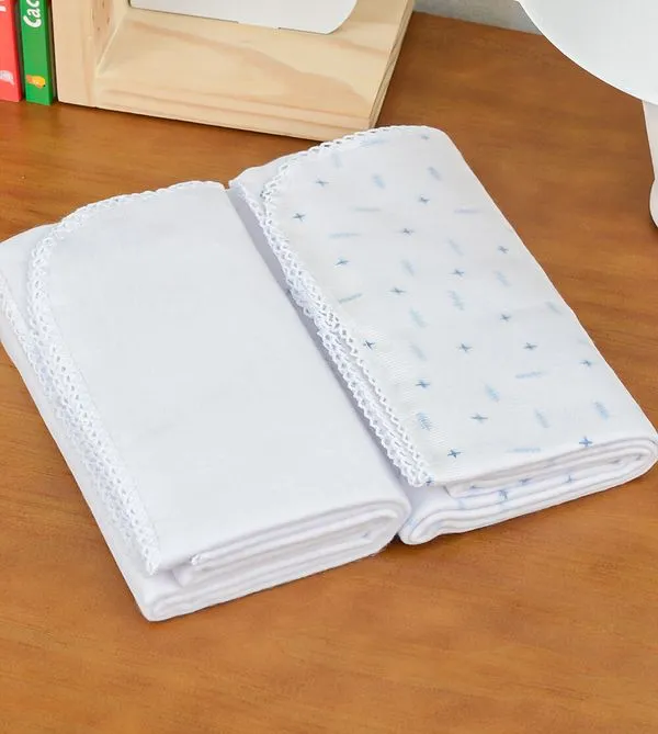 Cueiro Estampado Flanelado Flechas com 2 Peças Azul