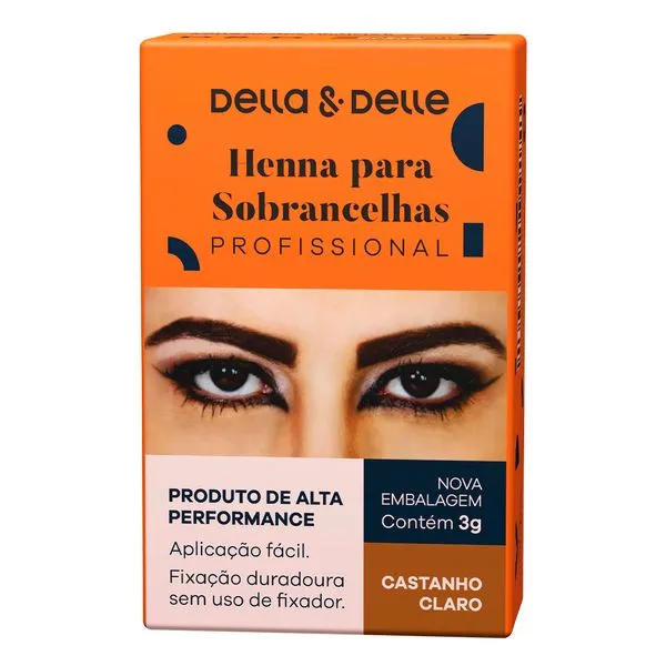 Henna Para Sobrancelha Della E Delle Castanho Claro 3g