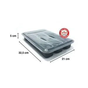 Porta Talher Gaveta Nitron Paris Preto Liso Com Tampa