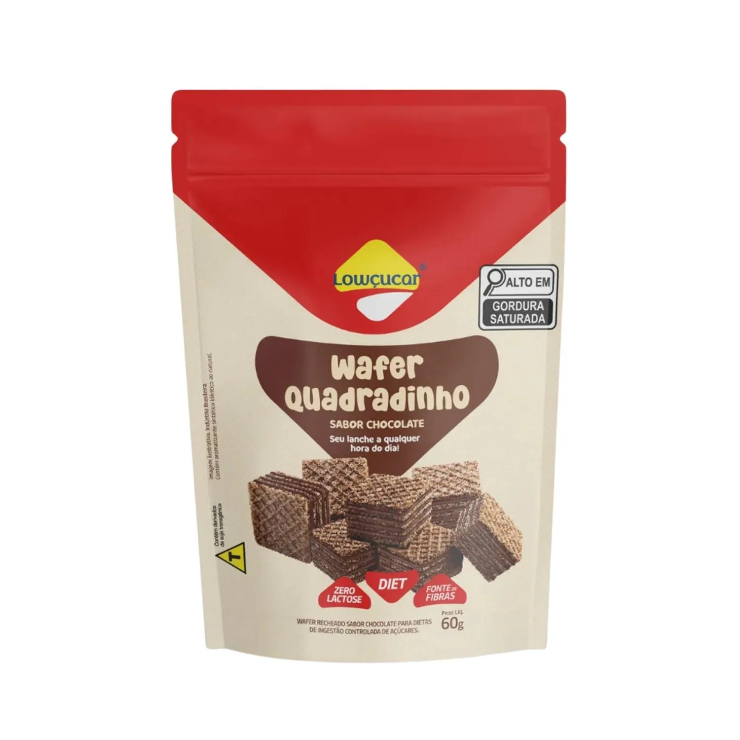 Biscoito Wafer Quadradinho Diet Zero Lactose Chocolate Lowçúcar 60g
