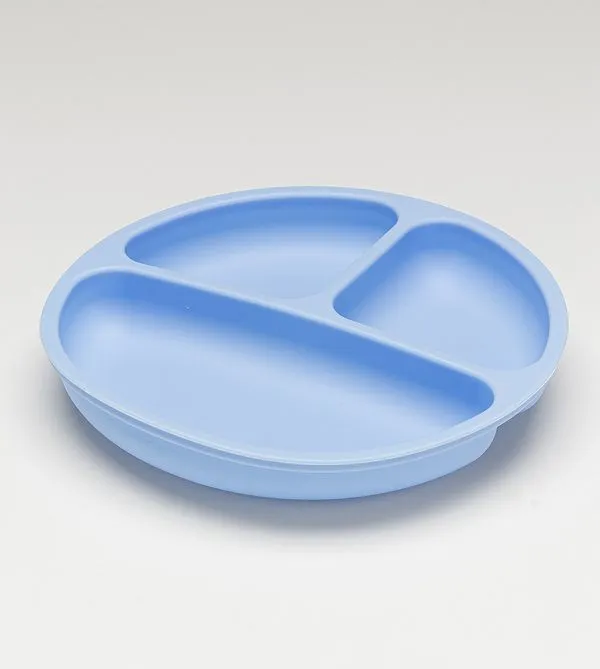 Prato em Silicone com Divisória e Ventosa Azul Twibex Azul