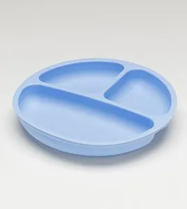 Prato em Silicone com Divisória e Ventosa Azul Twibex Azul