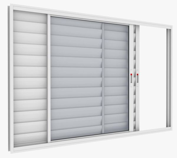 Janela Veneziana 3 Folhas Alumínio Branco Com Fecho - 100x150
