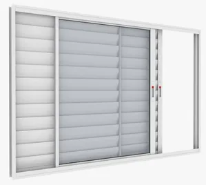 Janela Veneziana 3 Folhas Alumínio Branco Com Fecho - 100x150