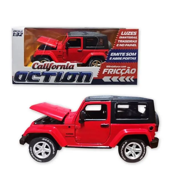 Carro Miniatura Metal Jeep Wrangler 1:32 Action C- Som E Luz