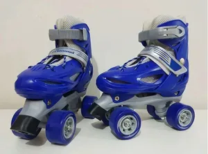 Patins Quad Azul Regulável De Todos Tamanhos + Capacete + joelheira + cotoveleira. Kit proteção Tamanho: 28-32