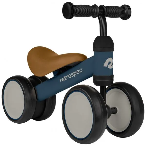 Bicicleta sem Pedal Infantil com 4 Rodas para Crianças de 1 a 4 Anos, Marinho, RETROSPEC 4505, Azul Marinho 110v