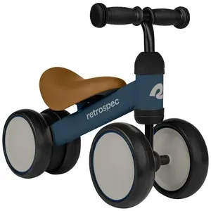 Bicicleta sem Pedal Infantil com 4 Rodas para Crianças de 1 a 4 Anos, Marinho, RETROSPEC 4505, Azul Marinho 110v