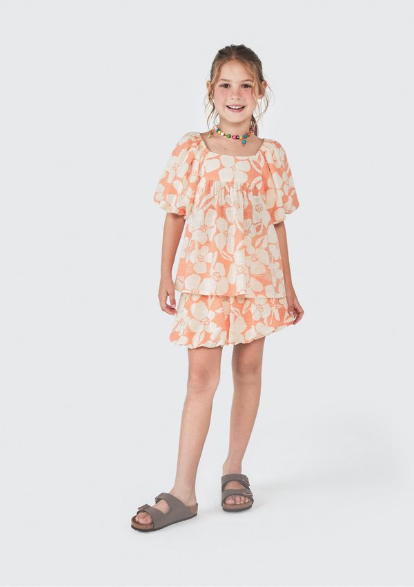 Blusa Infantil Menina Estampada Balonê - Laranja 006