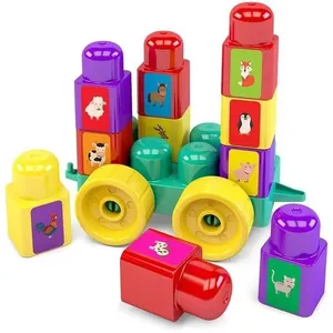 Brinquedo para Montar Blocolândia Pré-escola Vagão com Rodas Pinos e Adesivos Dismat Brinquedos Brinquedo para Montar Blocolândia Pré-escola Vagão Rodas Pinos Dismat