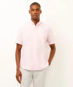 camisa de algodão manga curta rosa G