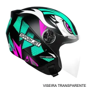 Capacete EBF Spark Jet Dragon Preto E Tifany Fosco 58 (MP)