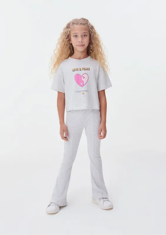 Calça Infantil Menina Flare - Cinza 016