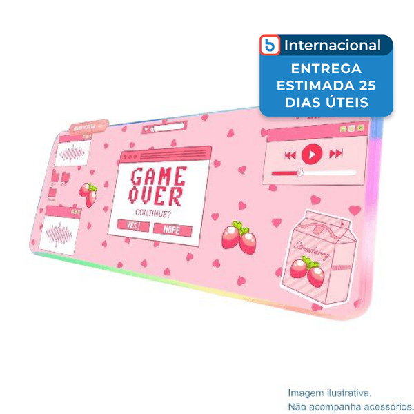 Mousepad Gamer Jmiyav Game Over 80X30 RGB Rosa A-MBI