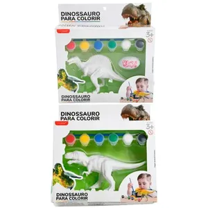Dinossauro para Colorir com Paleta de Tintas Plástico e Resina 8 Peças LM3241 - honeyhome