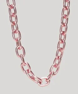 Colar Feminino Folheado Choker Corrente Rosa Único