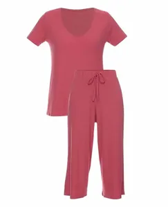 PIJAMA PANTACOURT VISCOSE CANELADO ROSA AVERMELHADO P