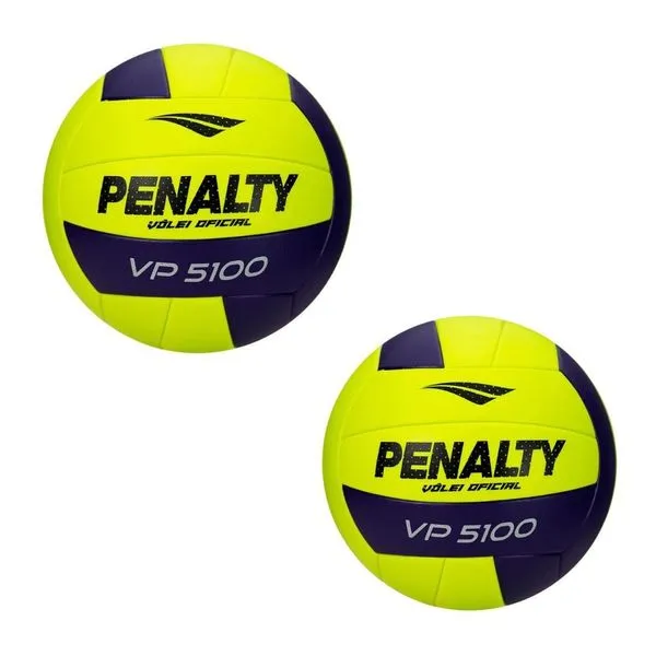 Kit 2 Bola de Vôlei VP 5100 XXVI Oficial com Pu Super Soft e Ultra Fusion Amarelo+roxo Penalty Kit 2 Bola de Vôlei VP 5100 XXVI Oficial Amarelo+roxo Penalty