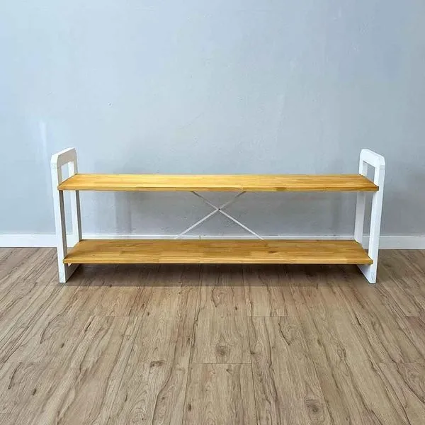 Rack para Tv Linea 140cm de Madeira Pinus Nozes e Branco Artfactory Design