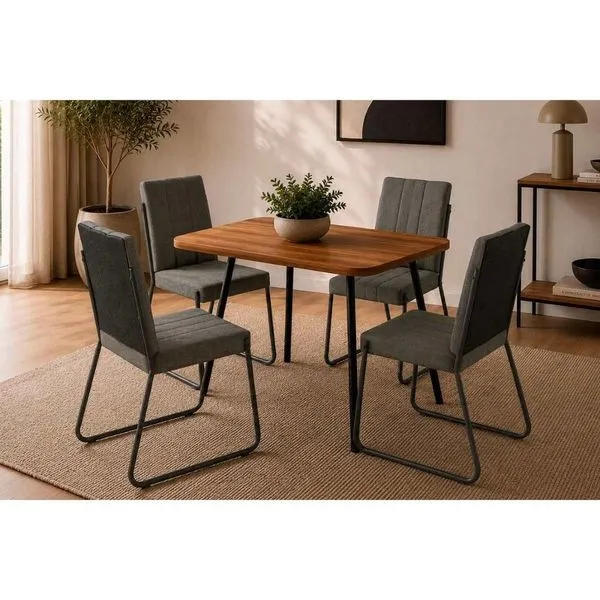 Mesa Sala Jantar Stellar 120cm+4 Cadeiras Nina Preto Carraro