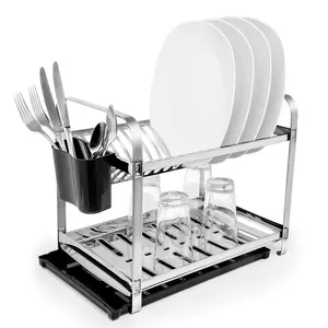 Escorredor de Louças 16 Pratos Inox com Bandeja Coletora e Porta Talher 2016 - Mak Inox