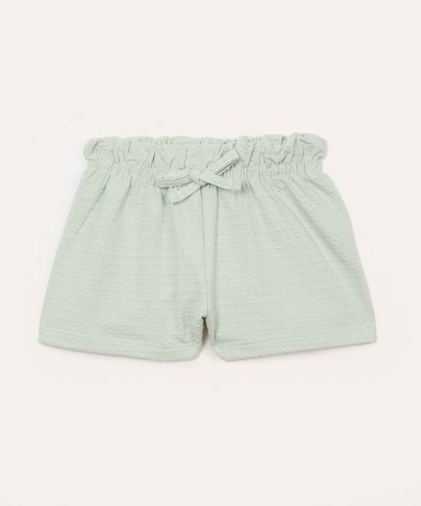 short de algodão infantil texturizado com elástico e cordão verde 3