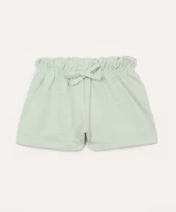 short de algodão infantil texturizado com elástico e cordão verde 3